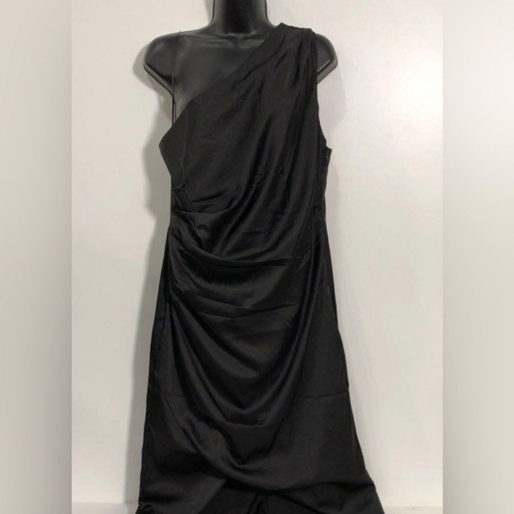 🛑 1 hour sale. NWT. Banana Republic, Size 14, Elegant Black One-Shoulder Dress - Picture 5 of 10